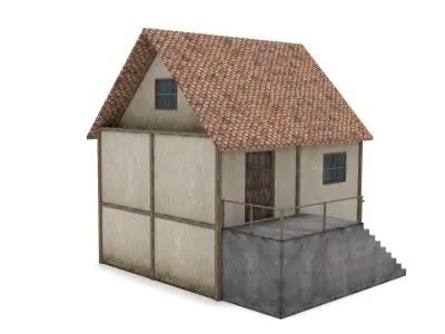 Medieval House Low-poly 3D model 19