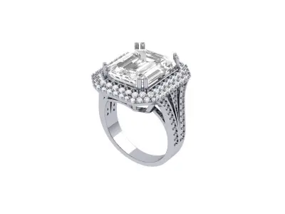 Emerald Art Deco Ring 3D print model 43