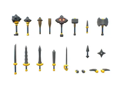 Basic Weapon Set - Proto Series Low-poly 3D model
