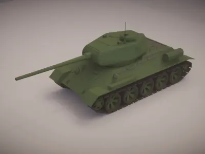 Simple T-34-85 Tank Low-poly 3D model