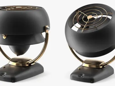 Vintage Desk Fan Black Gold 3D model