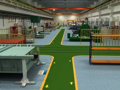 Factory Interior Scene and Equipment  3D model
