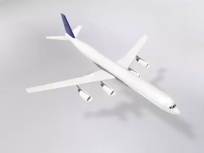 Fictional Quad Engine Modernized 1950s Jetliner DC-8-73 Inspired Low-poly 3D model