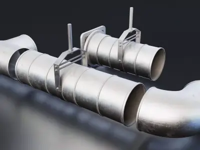Industrial Air Vent Duct Set Low-poly 3D model