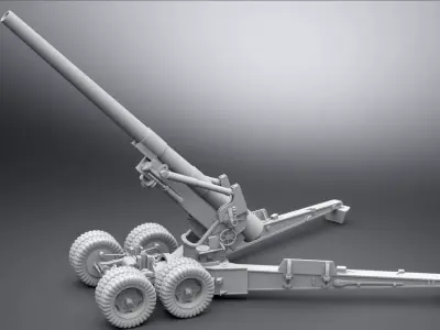 155mm Long Tom Deployed Scale model 3D print model