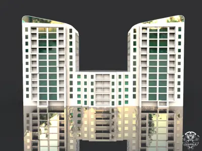 Modern Building Low-poly 3D model