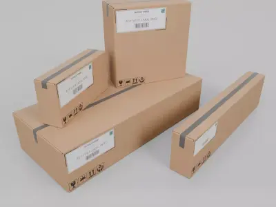 Retail Packaging Cardboard Boxes - Rigged and Customizable Set