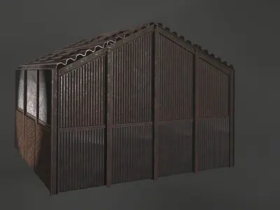 warehouse wooden barn Free low-poly 3D model