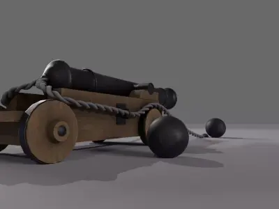 Low Poly Stylized Cannon  Game-Ready 3D Model Low-poly 3D model