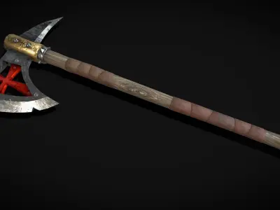 Two handed Templar Axe Low-poly 3D model