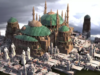 Naboo Inspired Dome 6 with city 3D model