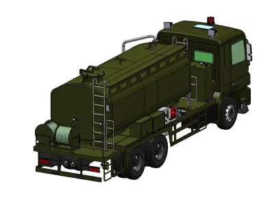 Demineralized Water Truck 3D Model Military 3D model