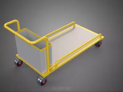 AIRPORT BAGGAGE UTILITY FLATBED CARGO TRANSPORT CART TROLLEY BAG 3D model