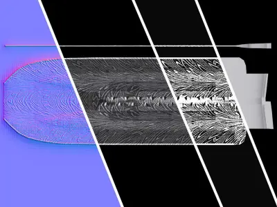 Bowie Knife damascus steel Low-poly 3D model