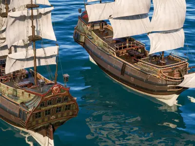 Pirate ship Low-poly 3D model get