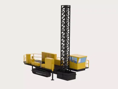 Drill Rig Construction M45 Simplified Low-poly 3D model