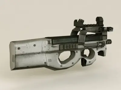 Submachine Gun Low-poly 3D model get
