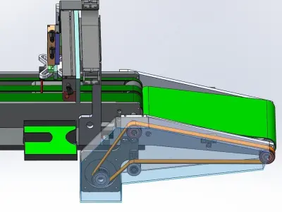 Adjustable distance conveyor for loading and unloading machine 3D model