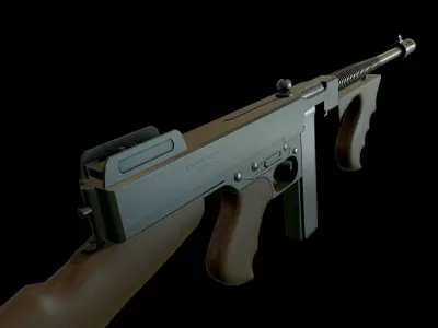 Thompson submachine gun Free low-poly 3D model buy