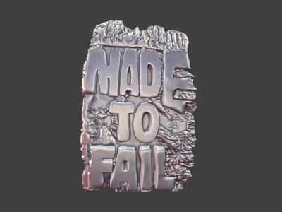 MADE TO FAIL Rough Stone Texture Band Ring Silver Jewelry 3D print model