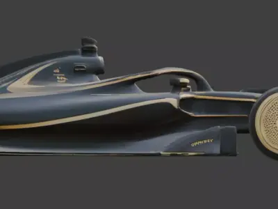 Matte Black and  Gold Open-Wheel Race Car 3D Model V02 Low-poly 3D model