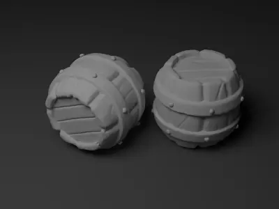 barrel two wooden barrels 3D model
