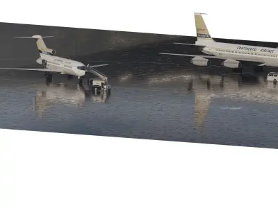 Boeing 707 720  727-100   DC-9 and VISCOUNT V800 3D model