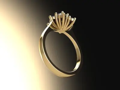 10105 diamond cluster ring gold 3D print model