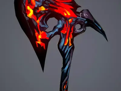 Hand Painted Game Axe Low-poly 3D model