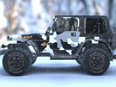 Jeep Wrangler TJ Custom Design Jeep Arctic theme Low-poly 3D model