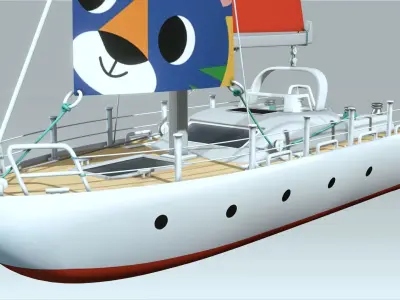  Sailboat Low-poly 3D model