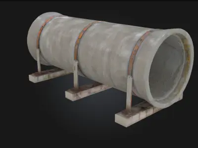 Concrete Pipe Display Sturdy Infrastructure Elements 3D model