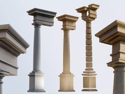 Tuscan column with pedestal and entablature Tuscan Order 3D model