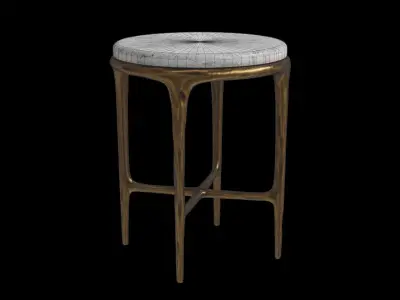 Bronze Legs White Marble Top Side Table 3D model