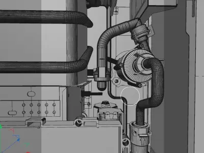 transparent cutaway  of a modern water heater Low-poly 3D model