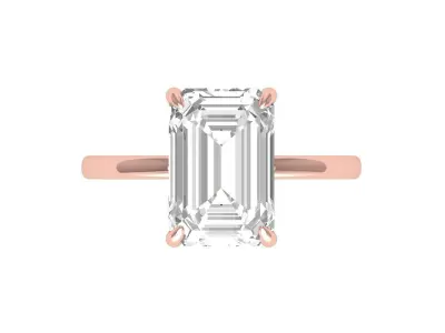 Emerald Solitaire Ring 3D print model 10