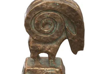 Ram abstract metal statues Low-poly 3D model