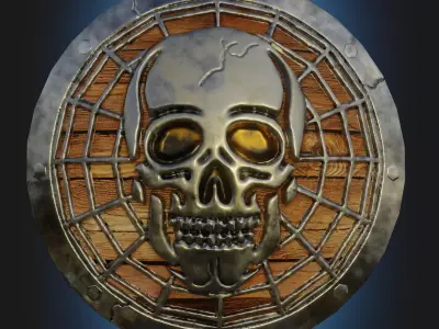 Stylized death shield PBR low-poly game ready Low-poly 3D model