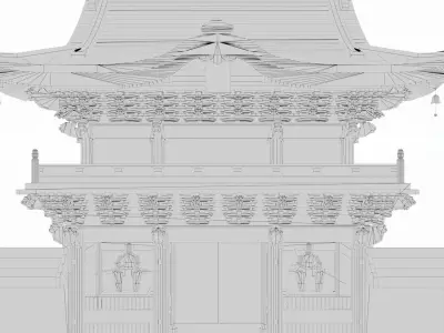 Nikko Tosho-gu Japanese Temple Gate Low-poly 3D model