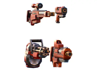 Weapons Set 4 Gun Pistol Assault rifle Sniper rifle machine gun 3D Model Pack buy