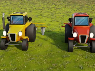 Tractor 3D model Low-poly 3D model