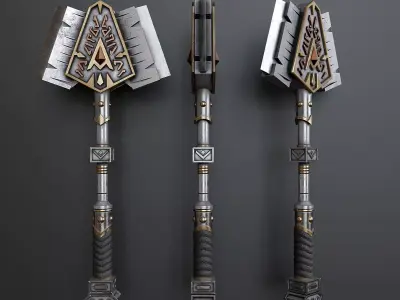 Fantasy style combat weapon B2 Low-poly 3D model