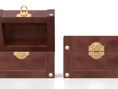 Wooden Jewelry Box Low-poly 3D model