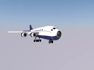 plane cartoon airplane flying in sky 3D model