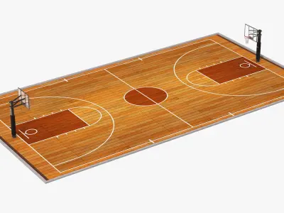 Arena Sports Facility with Dual Basketball Hoops Brown 3D model
