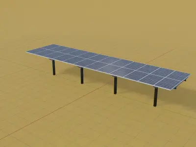 Agricultural photovoltaic 90 degrees 16m Low-poly 3D model