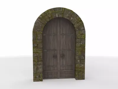 medieval wooden gate 01  3D model
