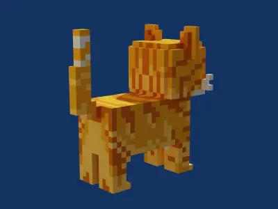 Voxel Cat Low-poly 3D model