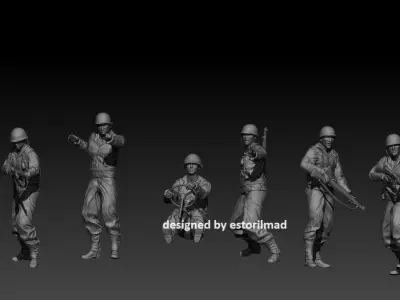 6 AMERICAN SOLDIER IN HALF-TRACK ACTION 3D print model