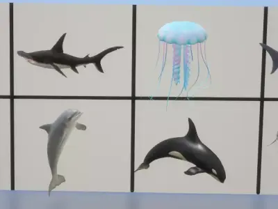 3d animals sea Low-poly 3D model